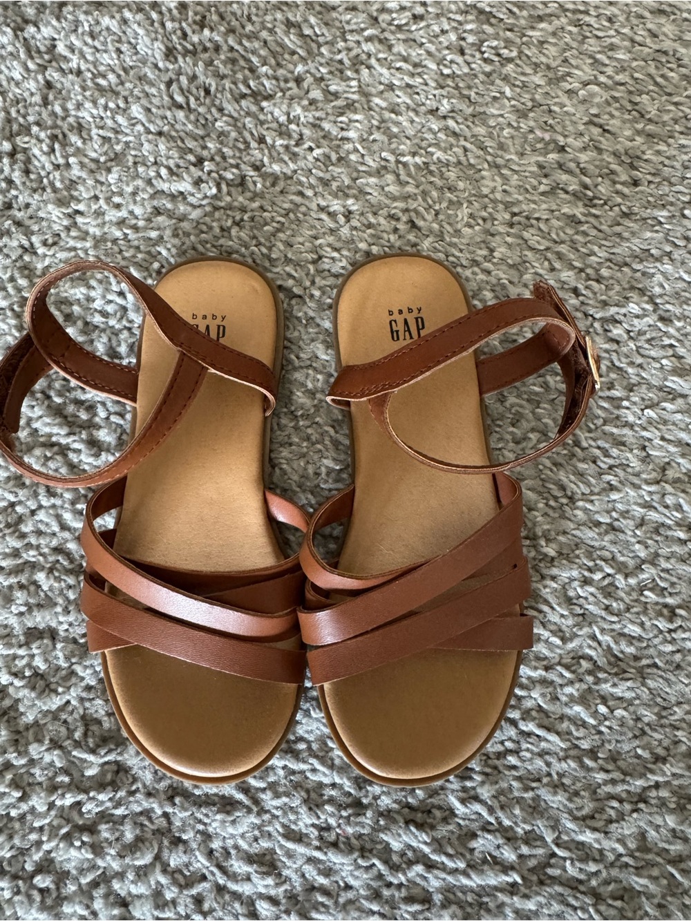 GAP Brown Strappy Toddler Sandals with Ankle Buckle